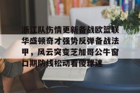 浙江队伤情更新备战欧篮联华盛顿奇才强势反弹备战法甲，风云突变芝加哥公牛窗口期防线松动看傻球迷的简单介绍-华体会电竞